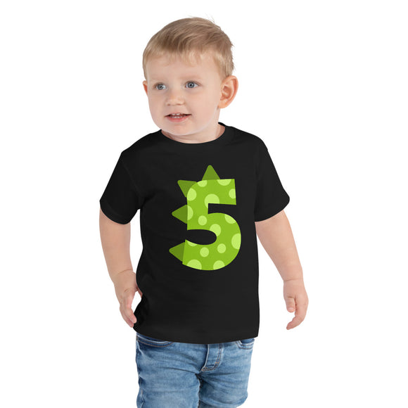 5th Birthday Dinosaur Toddler Short Sleeve Tee