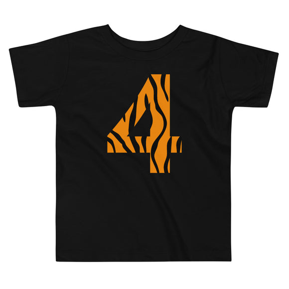 4th Birthday Tiger Toddler Short Sleeve Tee