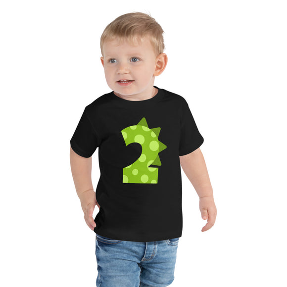 2nd Birthday Dinosaur Toddler Short Sleeve Tee