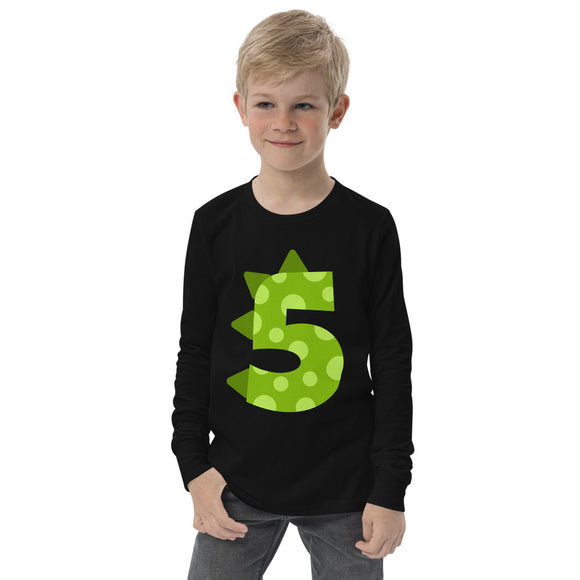 5th Birthday Dinosaur Youth long sleeve tee