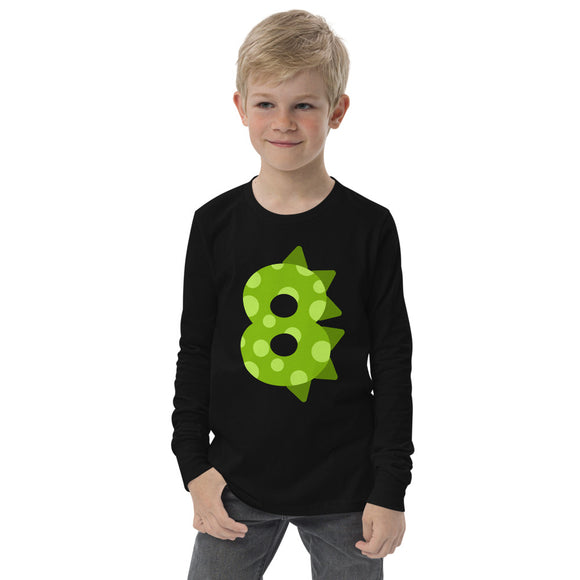 8th Birthday Dinosaur Youth long sleeve tee